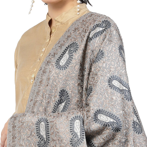 Women's Aari Embroidery Wool Shawl